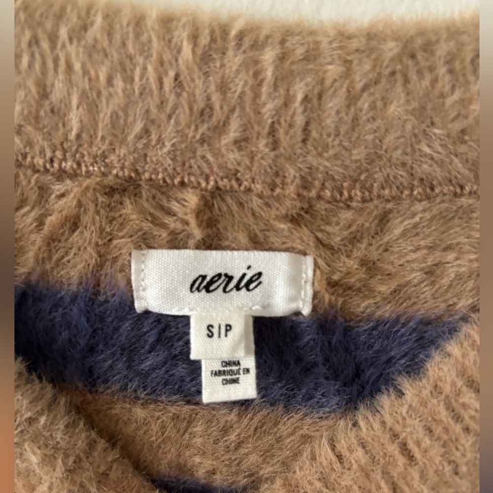 Aerie Striped Fuzzy Sweater Size Small - Picture 4 of 4